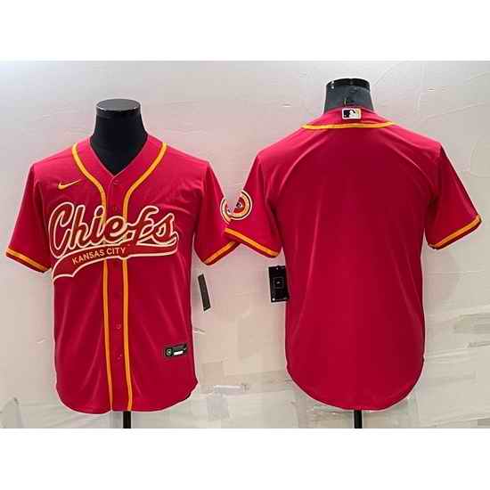 Men Kansas City Chiefs Blank Red Cool Base Stitched Baseball Jersey